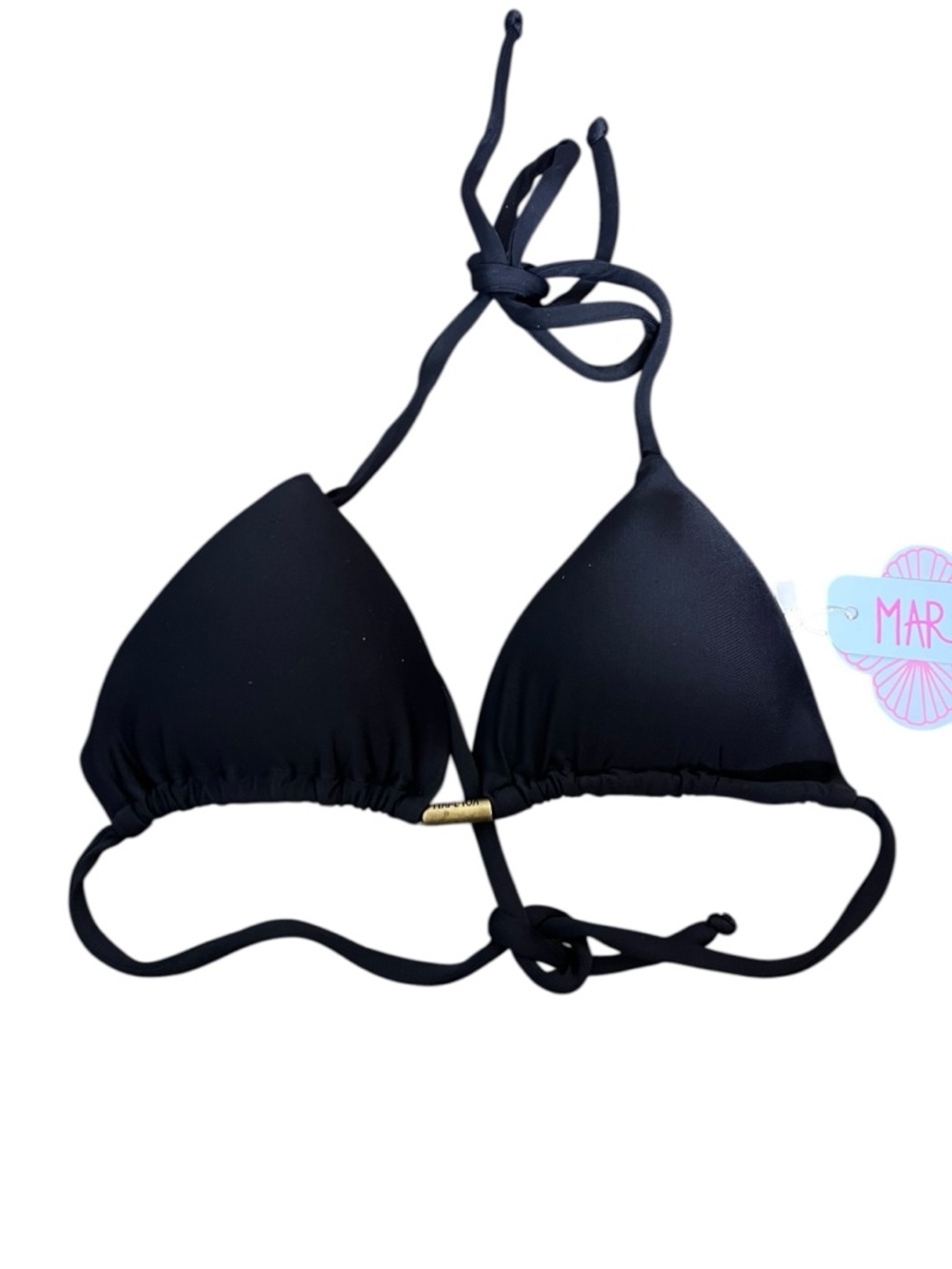 NEW Maretoa Swim Solid Black Brazilian Triangle Bikini Top
